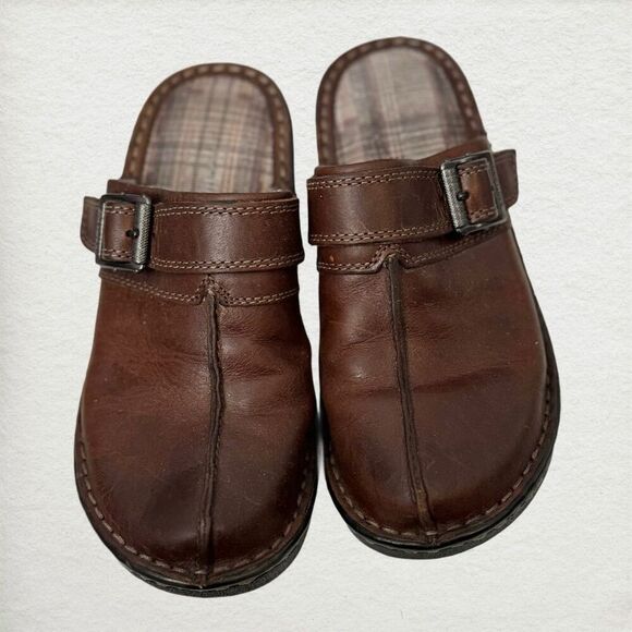 Eastland Women's Mae Brown Leather Slip on Clogs with Buckle 6M Comfort Mules - Picture 5 of 8